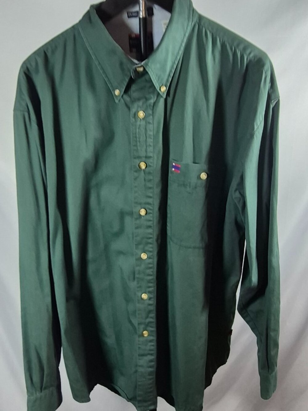 Vintage Bugle Boy Classics Green Button Down Shirt XL 90s Pure Cotton
